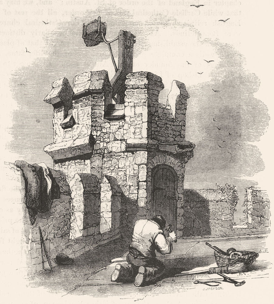 LONDON. Hadley Church tower & Beacon 1845 old antique vintage print picture